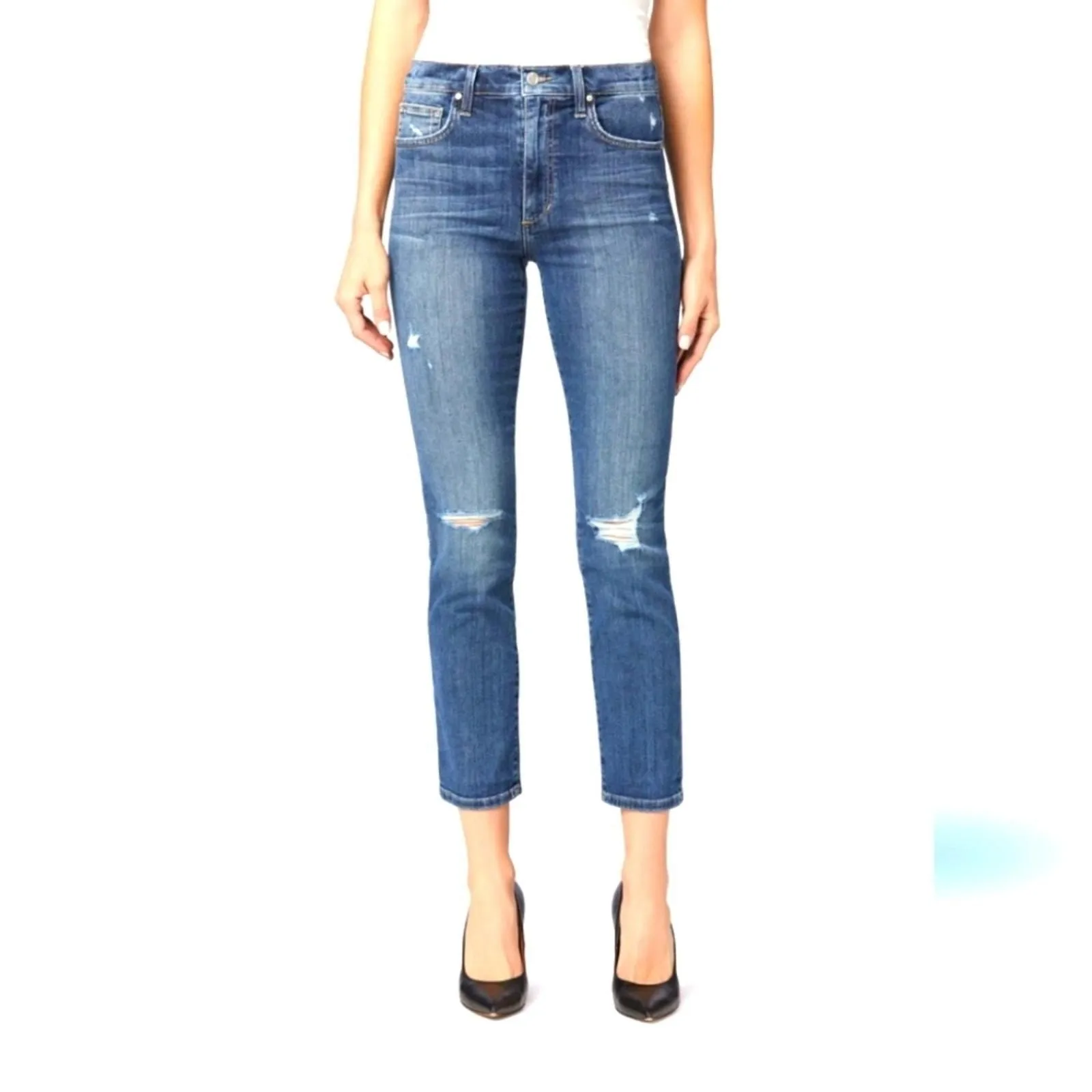 Product image for JOE'S Distressed High Rise Straight Ankle Grinded Hem Boyfriend Jeans Size 25- Joe's Jeans