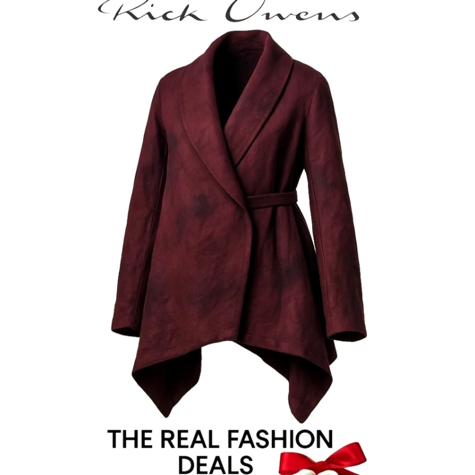 Product image for $3.525  Rick Owens FW09 "Dust" Distressed Wool Coat S/M Asymmetrical Wrap Italy Rare - Rick Owens