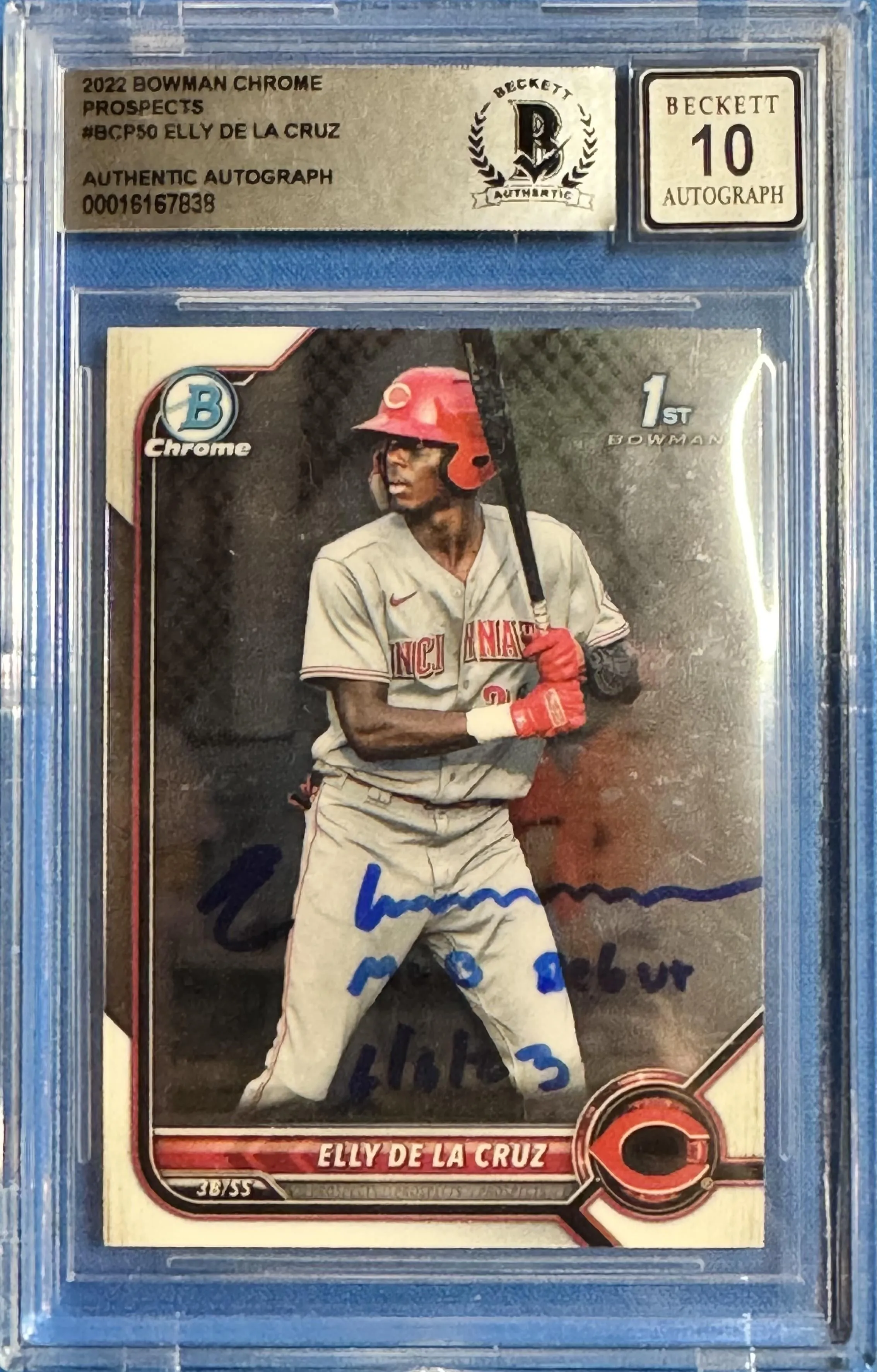 Product image for 2022 Bowman Chrome Prospects Elly De La Cruz #BCP50 BGS 10 BAS Auto 10