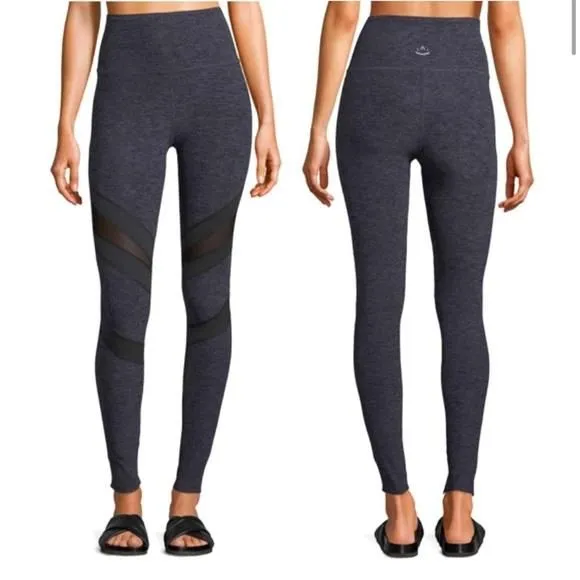 Product image for Beyond Yoga Slant Get Enough Charcoal Black Heather Mesh Leggings
