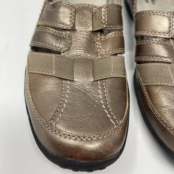 Product image for Clarks Haley Stork Pewter Nubuck Leather Ortholite Causal Flat Slip On S…
