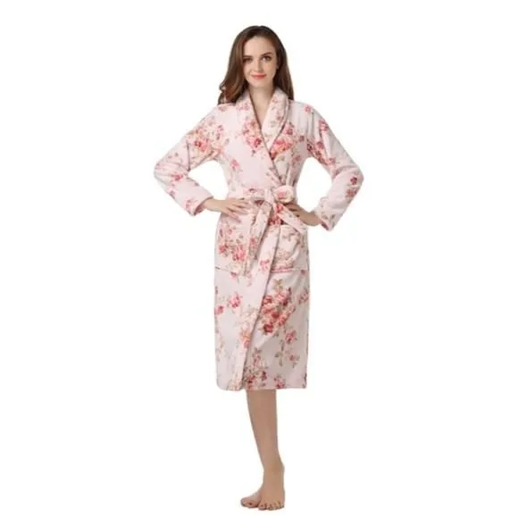 Product image for Richie House Baby Pink Floral Fleece Cozy Bath Robe RHW2493-B NWT