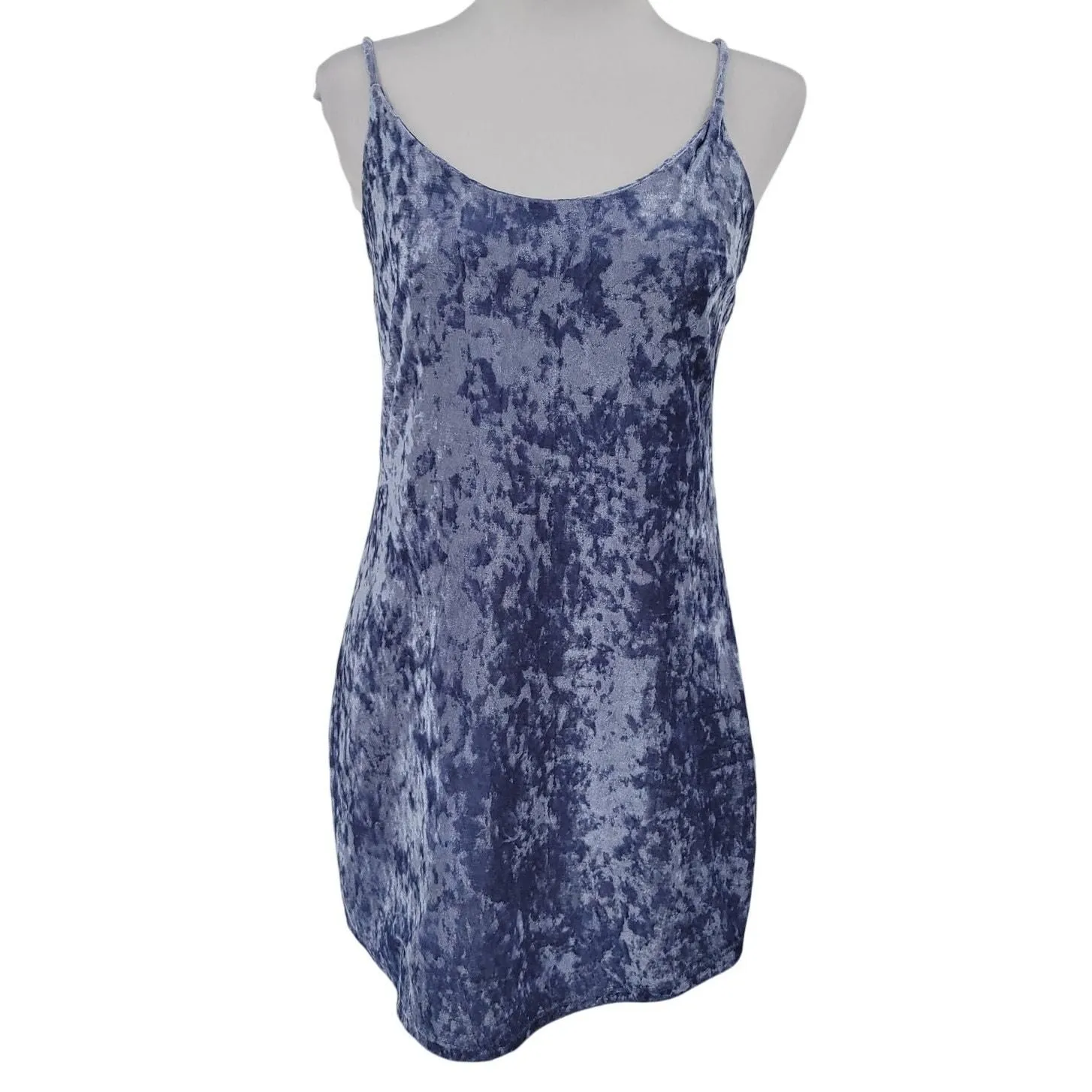 Product image for Crushed Velvet Mini Dress Blue Summer Party Fairy Core Vacation Romantic Size M - pre-owned---good - Forever 21