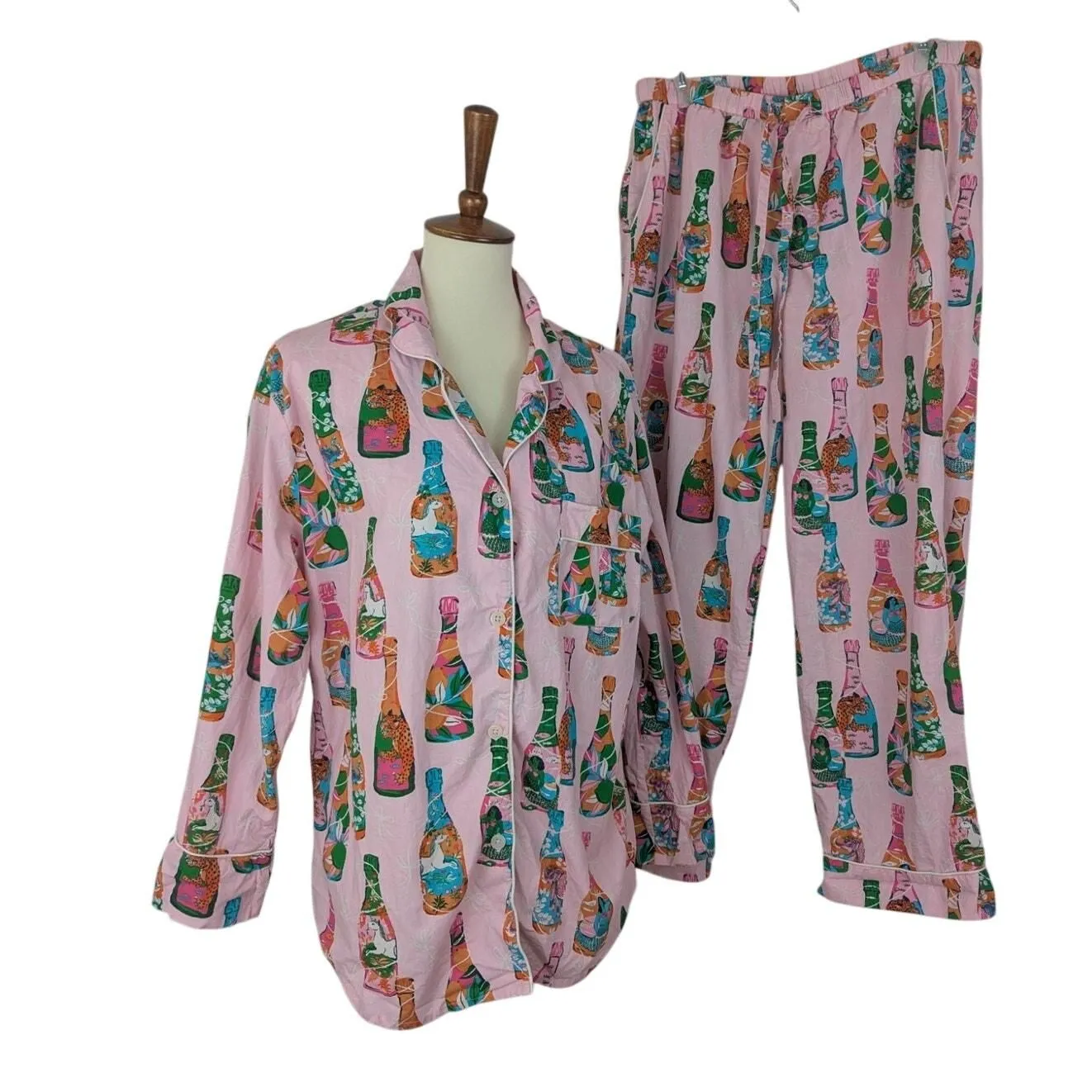 Product image for Print Fresh by Anthropologie Womens Pop The Bubbly Pajama Set Shirt Pants Size M - Medium - Intimates & Shapewear - pre-owned---excellent - Print Fresh