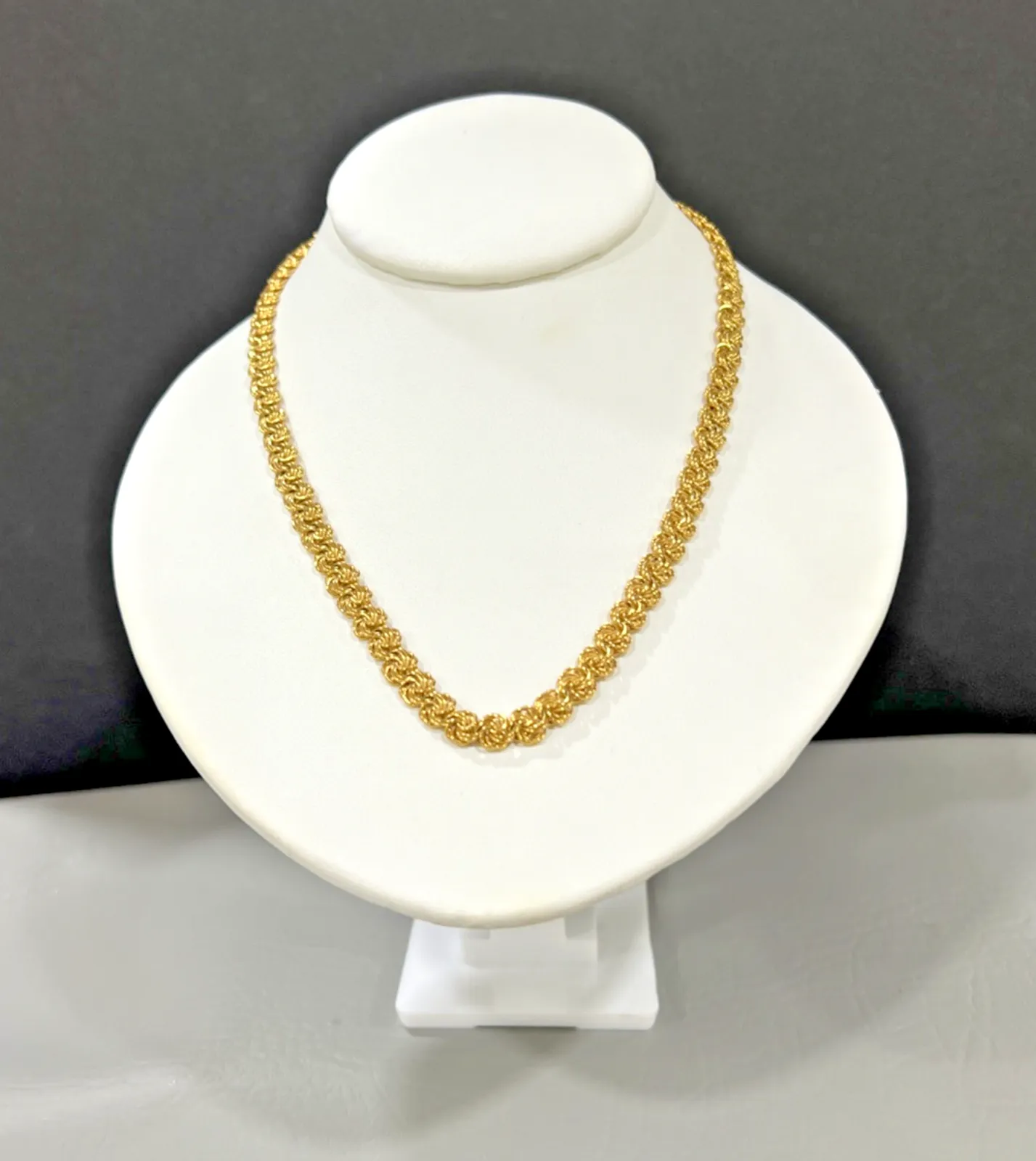 Product image for Vintage Trifari Byzantine Gold Tone Chain Necklace 18" Flat Byzantine Link