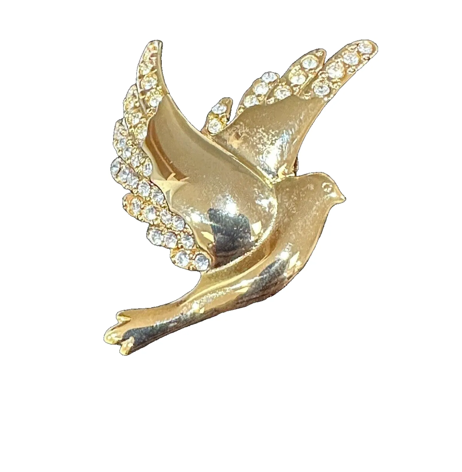 Product image for Vintage Monet Bird Brooch Pin Crystals Gold Tone Bird Dove