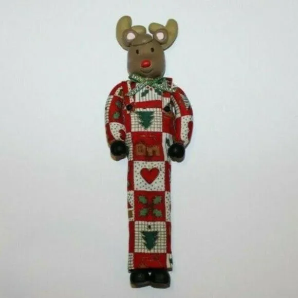 Product image for Vintage Silvestri Handcrafted Rudolph Reindeer Deer Christmas Clay Ornament Rare