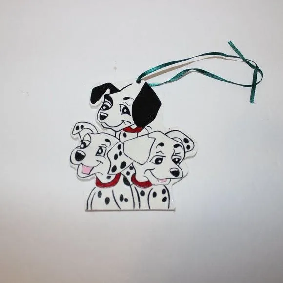 Product image for Vintage Painted Wooden 101 Dalmatians Christmas Ornament 4in x 4in