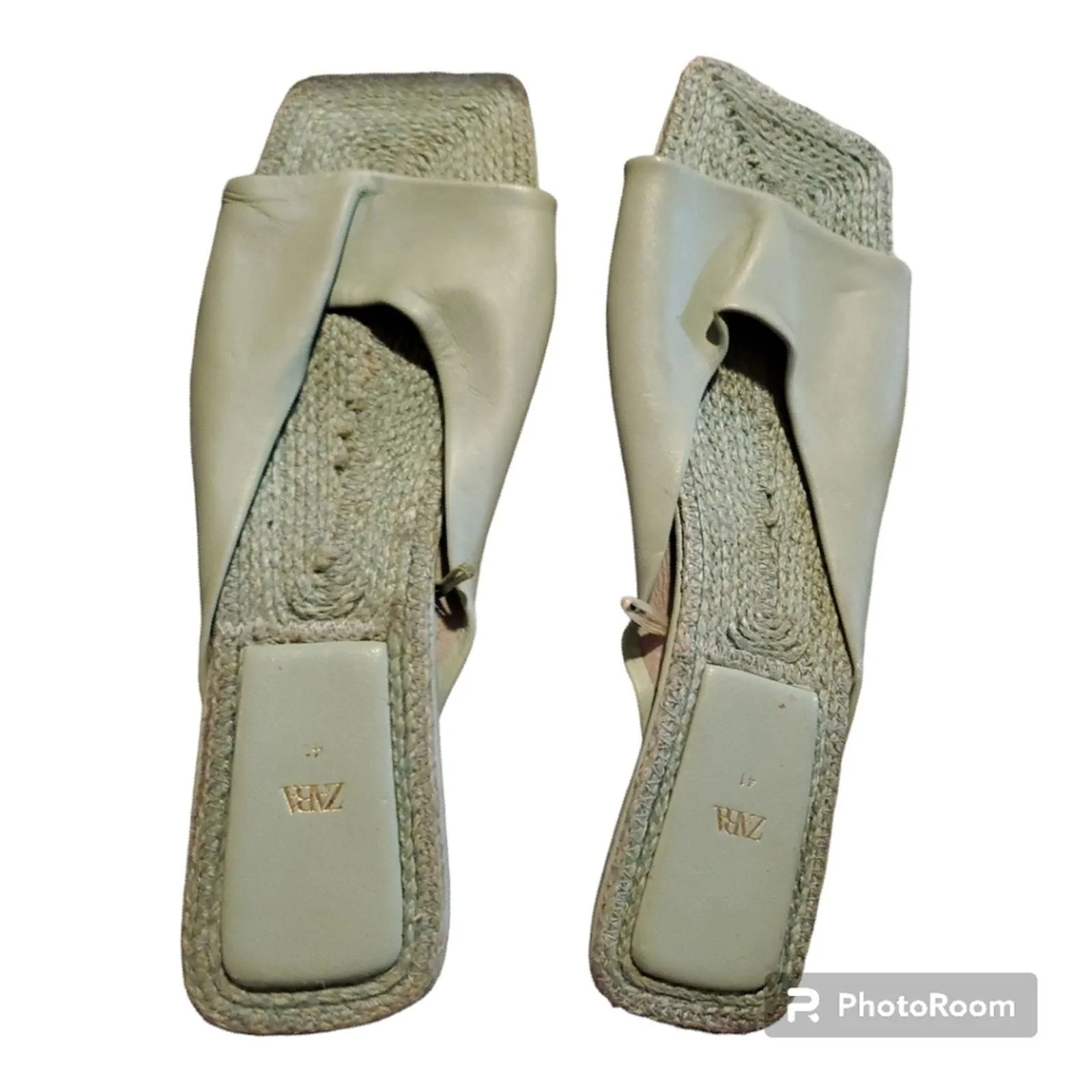 Product image for Reg $75 Zara Mint Green Kittie Slides sandals size 10 - used - Zara
