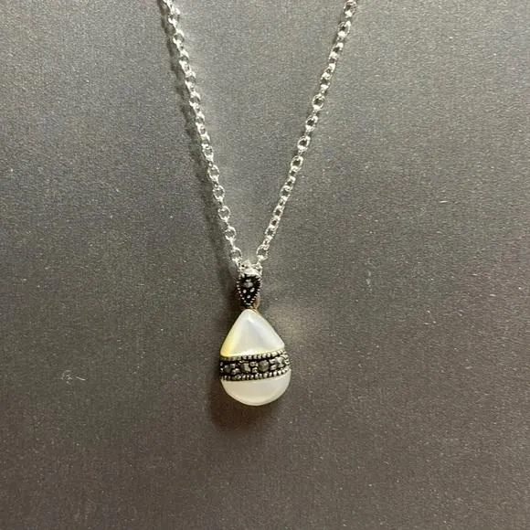 Product image for Marcasite Mother of Pearl and Sterling Silver Pendant