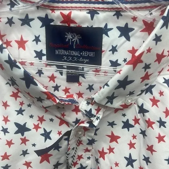 Product image for NWT Mens Patriotic button up short size 3xl Tropical collection