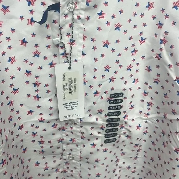 Product image for NWT Mens Patriotic button up short size 2XL Tropical collection