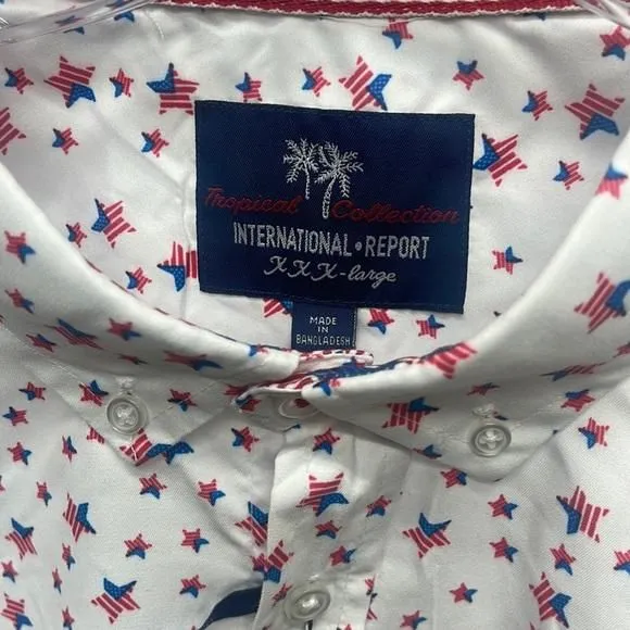 Product image for NWT Mens Patriotic button up short size 3xl Tropical collection