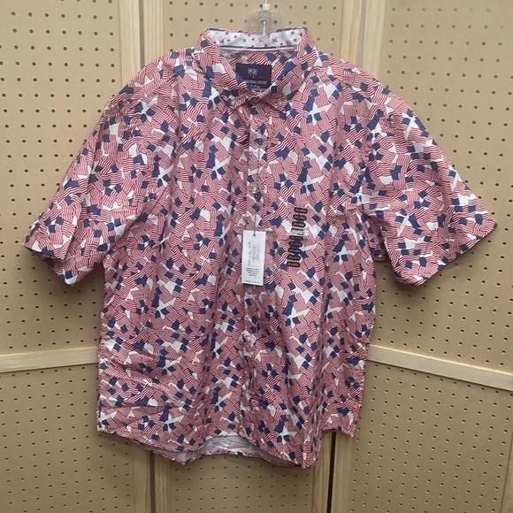 Product image for NWT Mens Patriotic button up short size 3xl Tropical collection