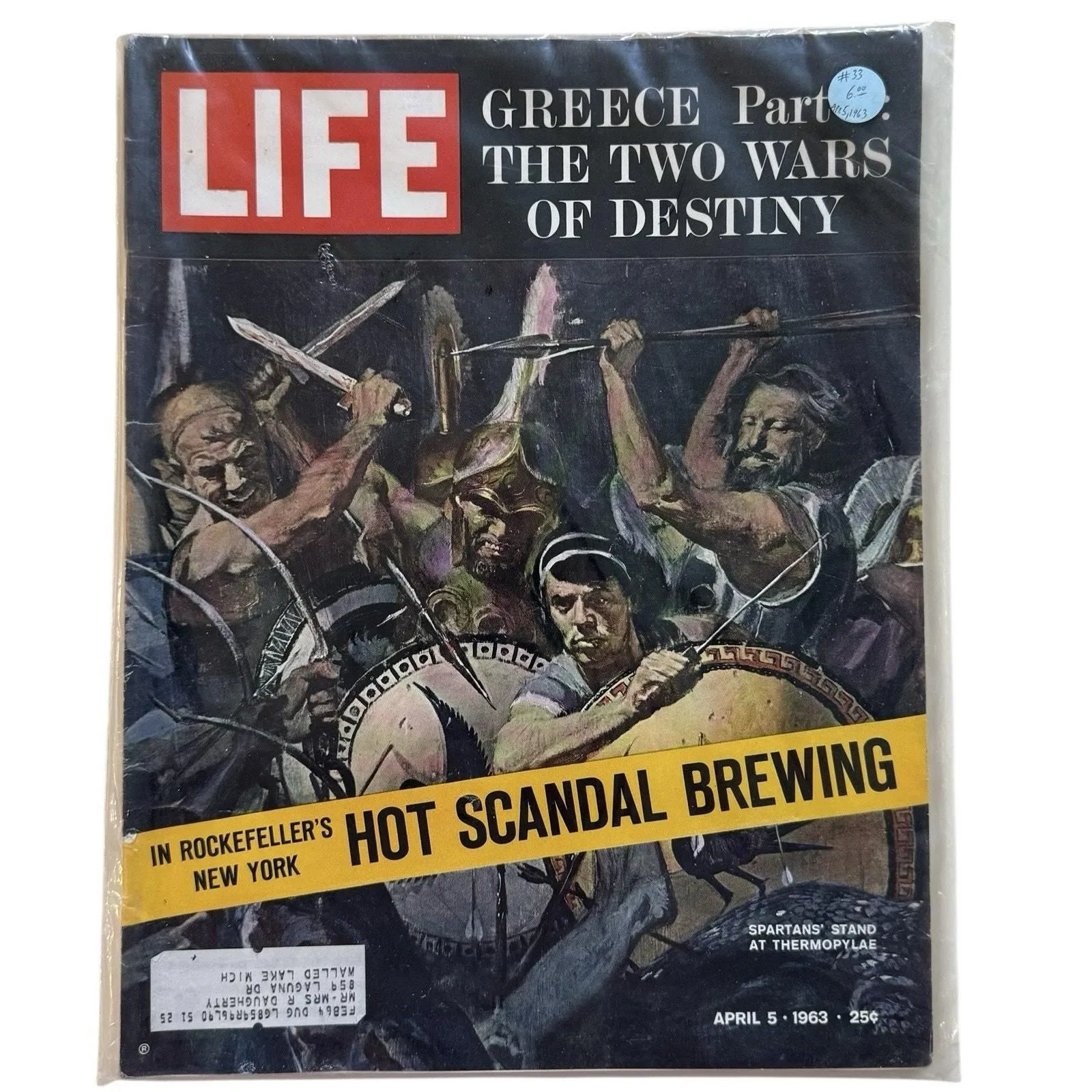 Product image for LIFE Magazine April 5 1963 – Ancient Greece, Rockefeller Scandal, Davey Moore