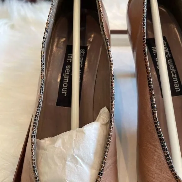 Product image for STUART Weitzman for Mr. Seymour leather tan reptile skin pumps vintage 7.5