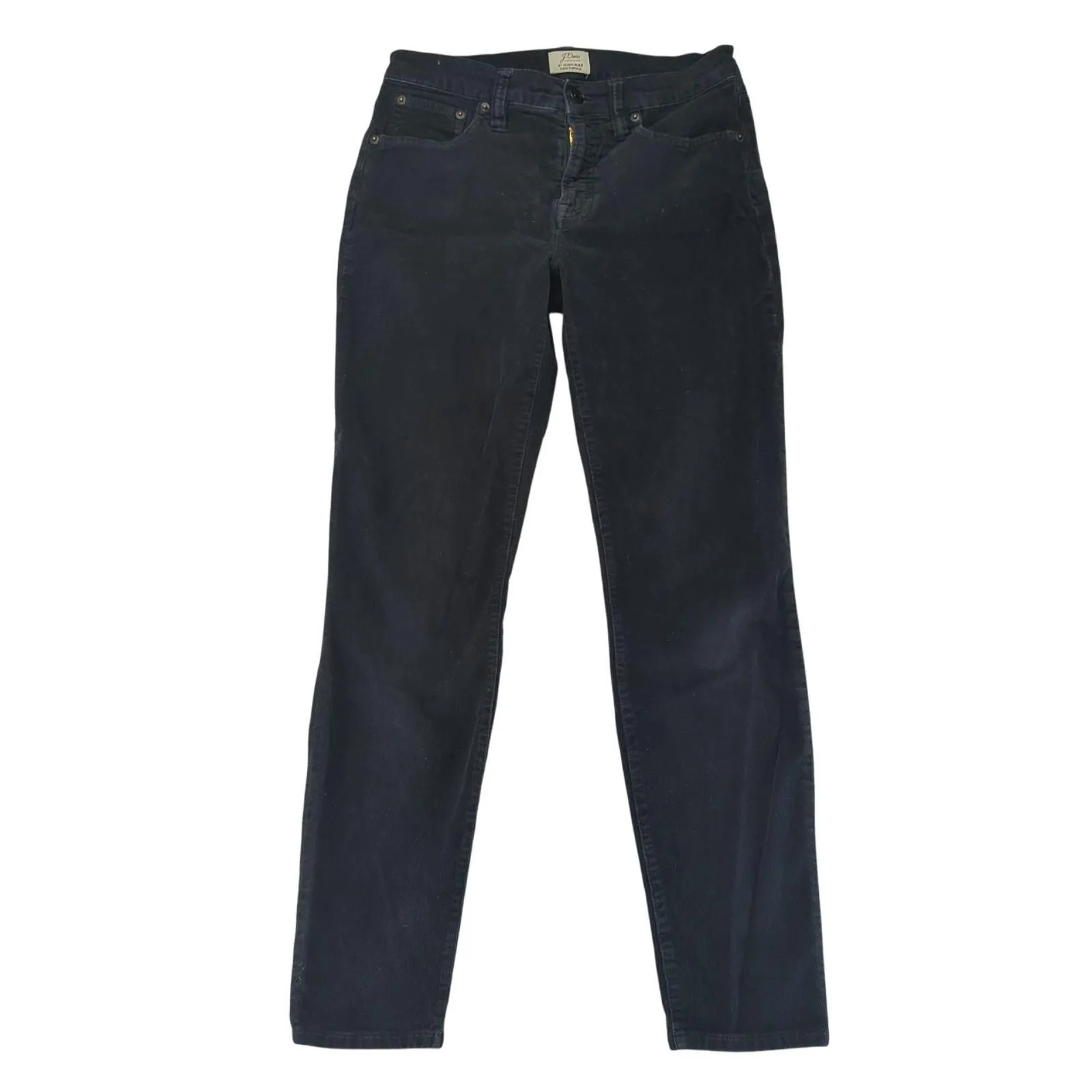 Product image for J.Crew 9-in High-rise Toothpick Skinny Jeans Black Corduroy Women's 27 Stretch