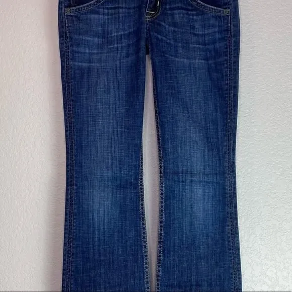 Product image for HUDSON JEANS Dark Medium Wash Signature Flap Pocket Bootcut Jeans Size 26