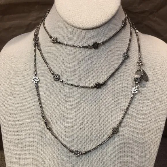 Product image for LOIS HILL Sterling Silver Woven Station Necklace w Decorative Lobster Claw Clasp