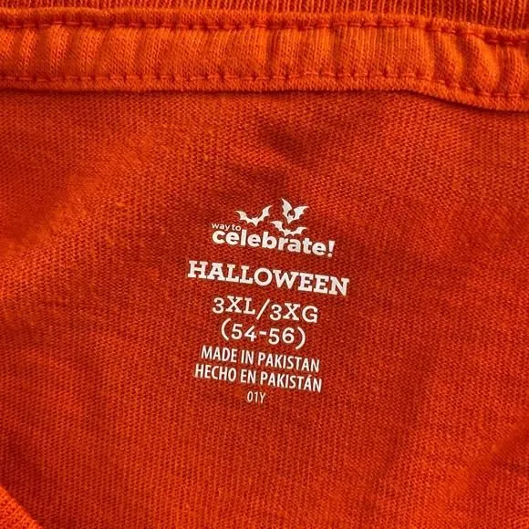 Product image for Way to Celebrate! Halloween 
Mens size 3XL (54-56) orange 
Short sleeves Unisex