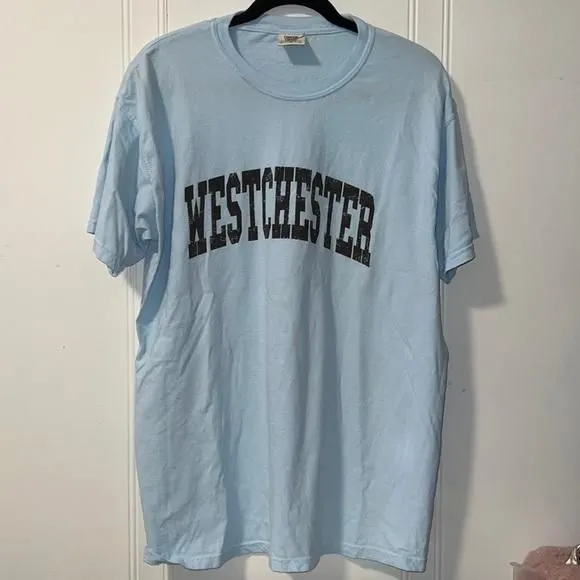 Product image for west Chester t-shirt baby blue graphic tee large casual