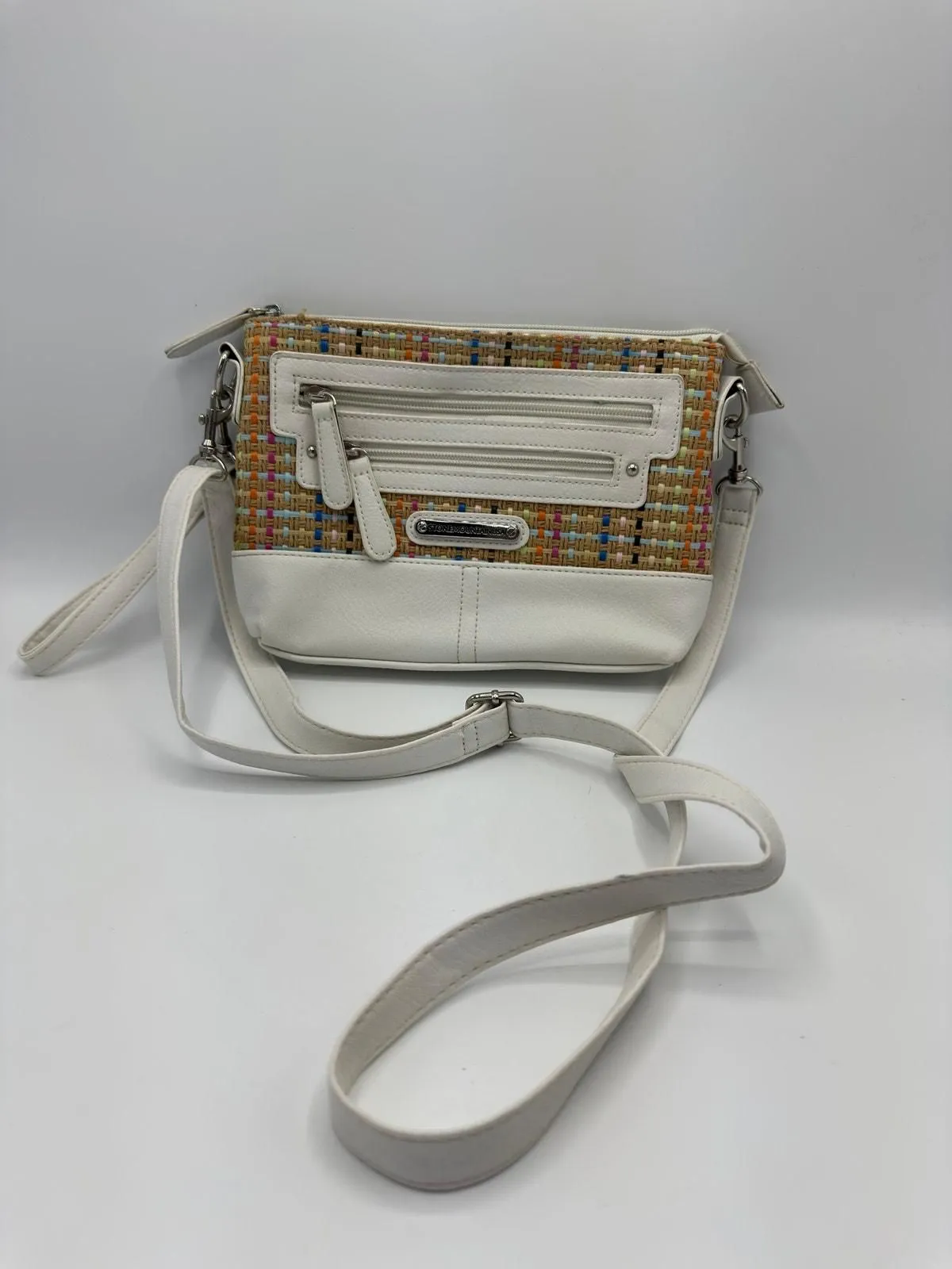 Product image for  Stone Mountain Confetti Straw Crossbody Bag Wristlet EUC 