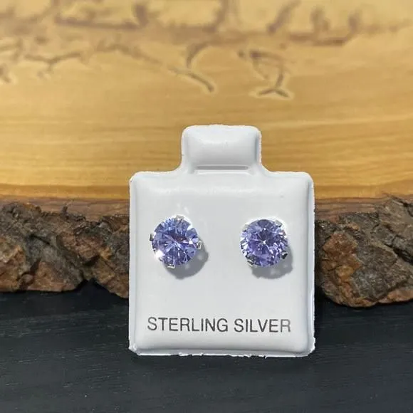 Product image for Sterling Silver Lavender CZ Stud Earrings