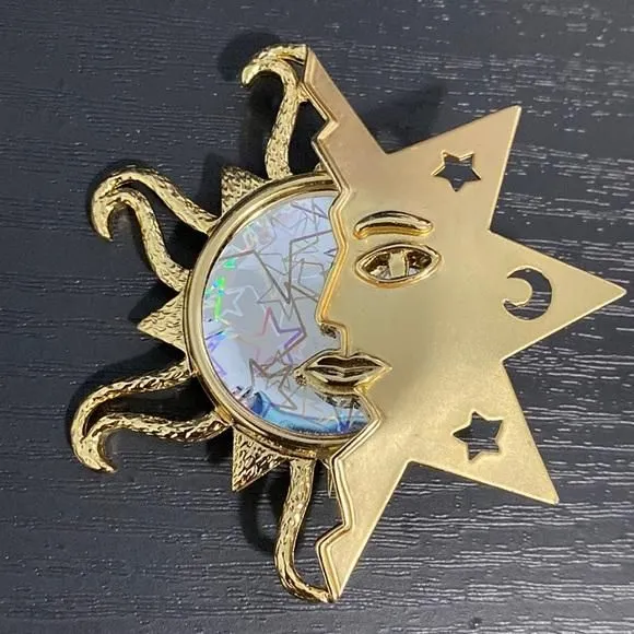 Product image for Gold Tone Moon Sun Star Holographic Brooch