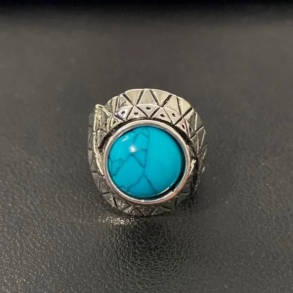 Product image for Silver and Turquoise Ring Size 8.25
