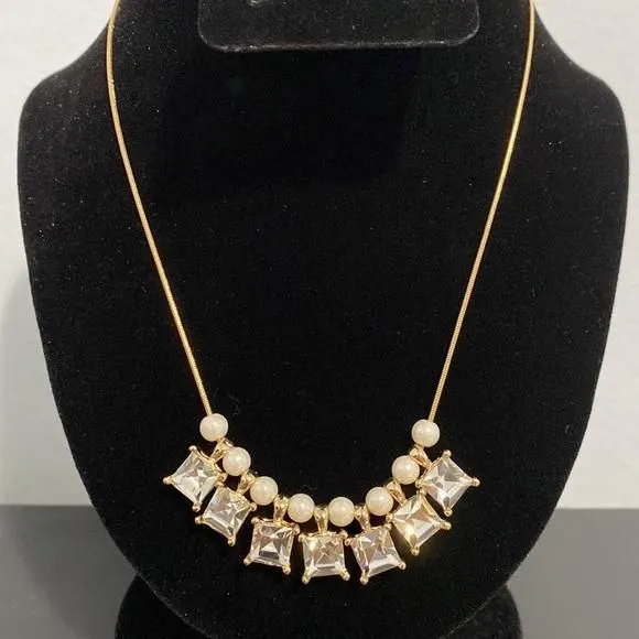 Product image for Gold Tone Rhinestone and Faux Pearls Necklace NWOT