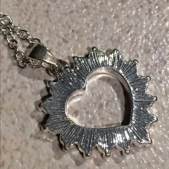 Product image for Open Heart necklace 16 Stones RubyAvonChain, 16.5 JulyBirthstone Pendant