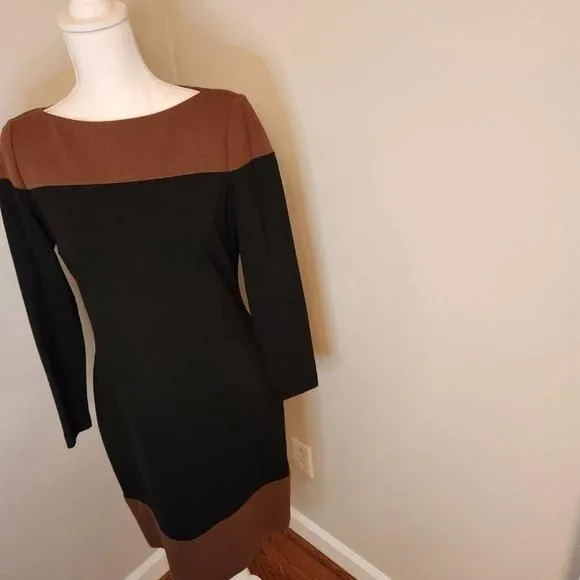 Product image for Black dress with brown color block