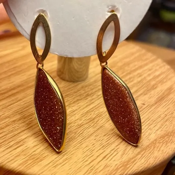 Product image for Almond shape goldstone earrings