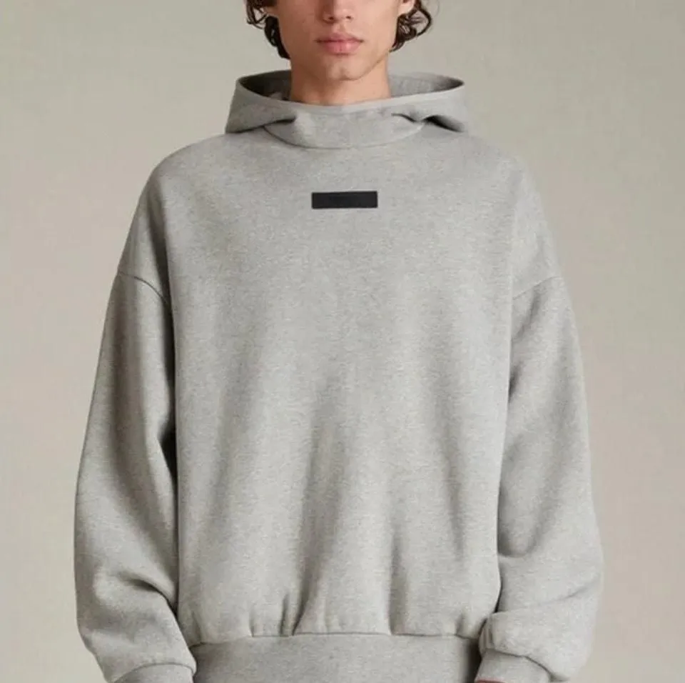 Product image for (S) NWT $100 Fear of God Essentials Dark Heather Oatmeal Hoodie - new-with-tags - ESSENTIALS Fear of God