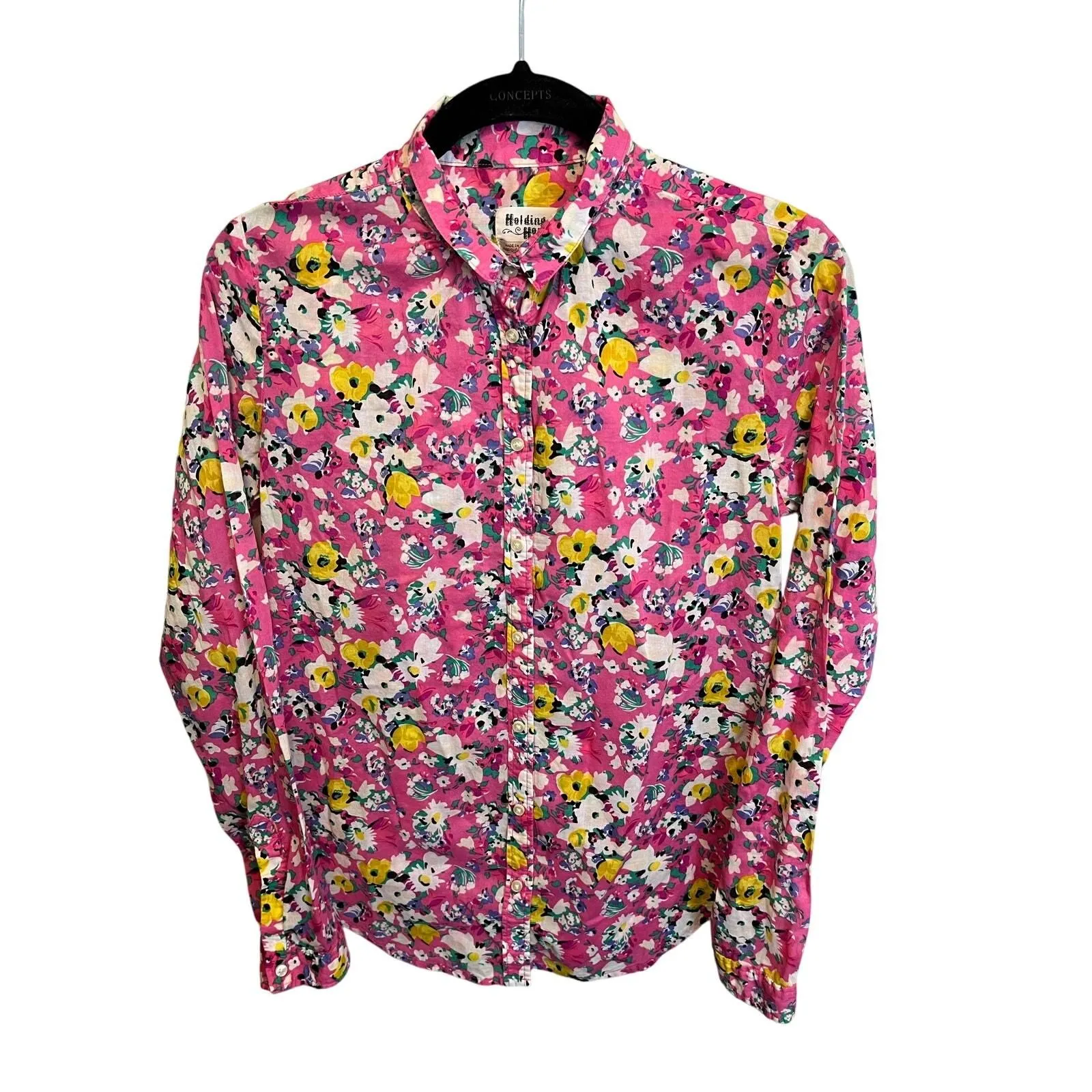 Product image for Holding Horses Anthropologie Spring Colorful Cotton Blouse Button Up 0/Small - pre-owned---good - Holding Horses