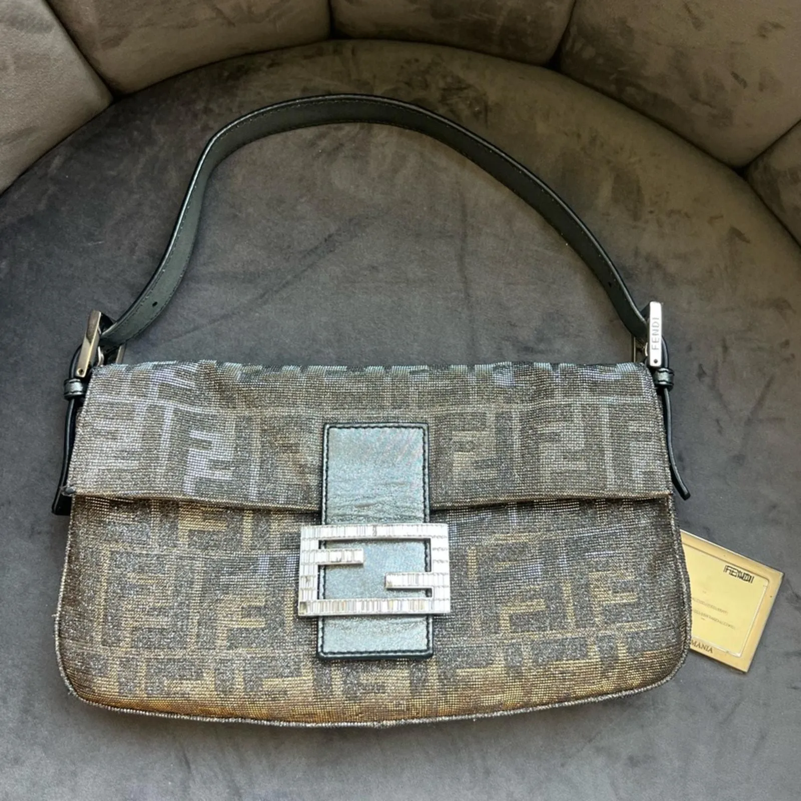Product image for Rare FENDI Metallic & Crystal Baguette