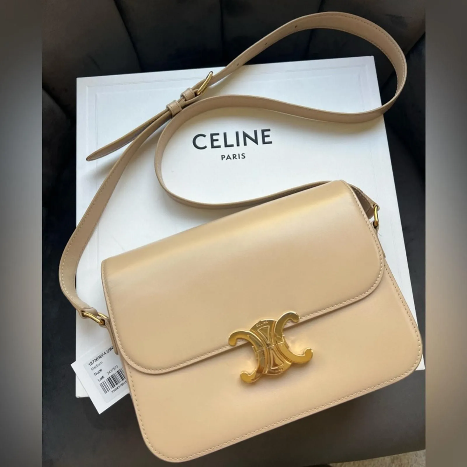 Product image for Celine Triomphe Beige Shoulder Bag Medium