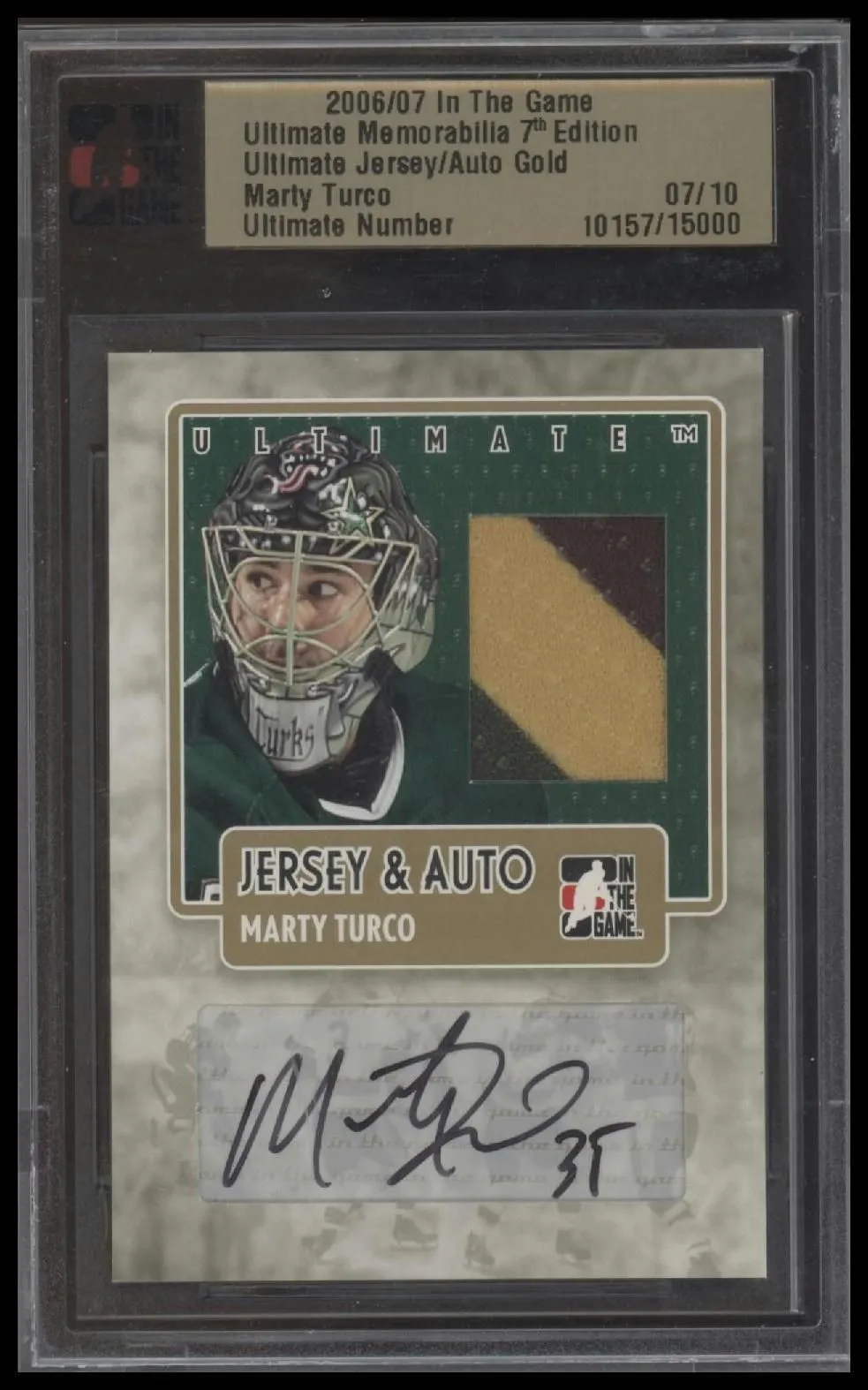 Product image for 2006 In The Game Ultimate Marty Turco #10157 Jersey Auto #'d /10
