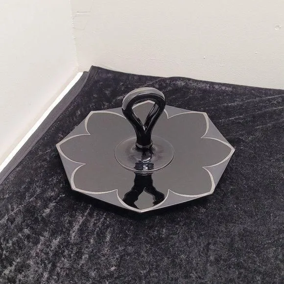Product image for L.E. Smith Black Amethyst Glass Tidbit Tray/Vanity Dish/Sandwich Tray