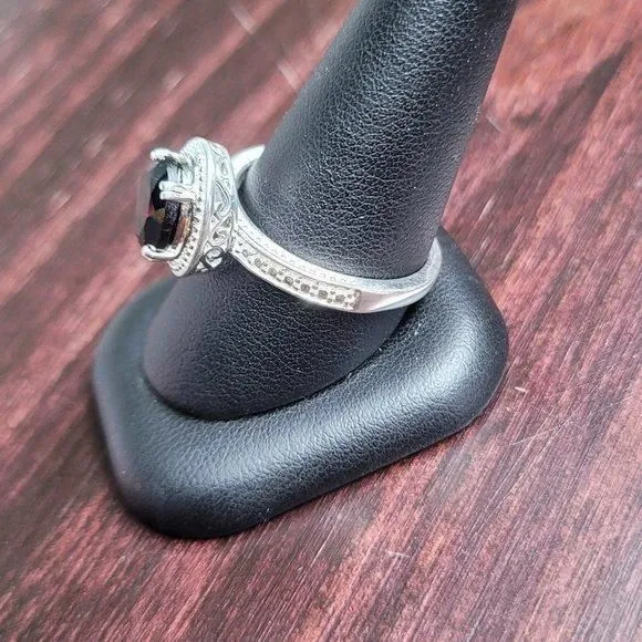 Product image for Black Quartz Sterling Silcer Ring Size 10 1/4