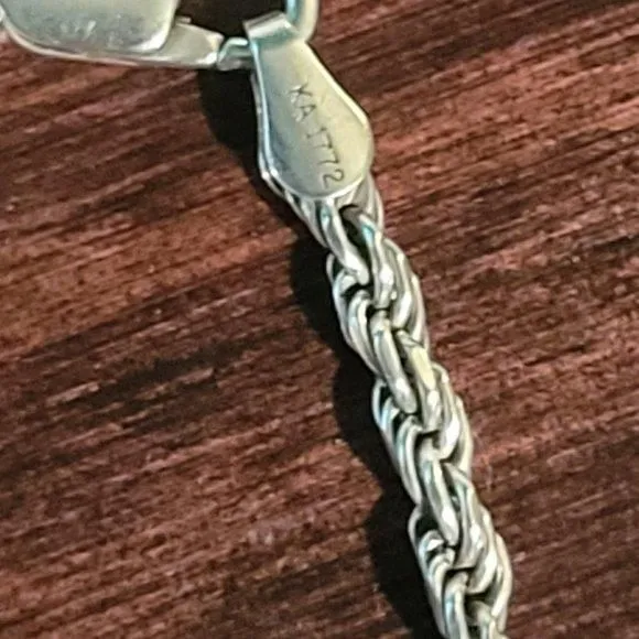 Product image for 7 1/2" Vintage Sterling Silver Rope Bracelet