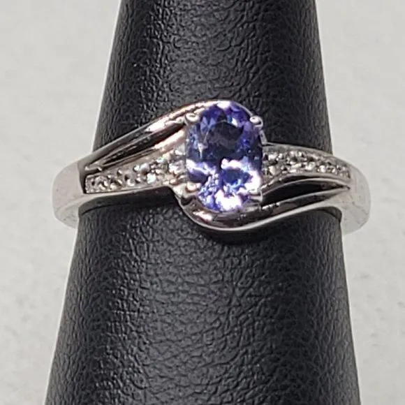 Product image for Iolite Sterling Silver and Topaz Ring Size 5 1/4