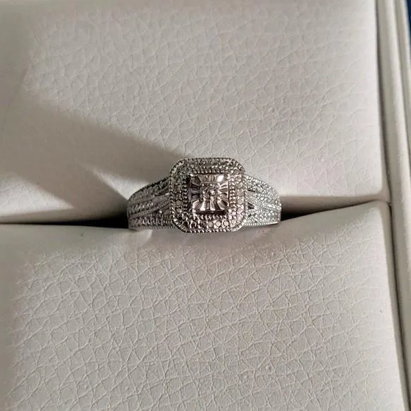 Product image for Peora Sterling Silver and Diamond Engagement Ring Size 7
