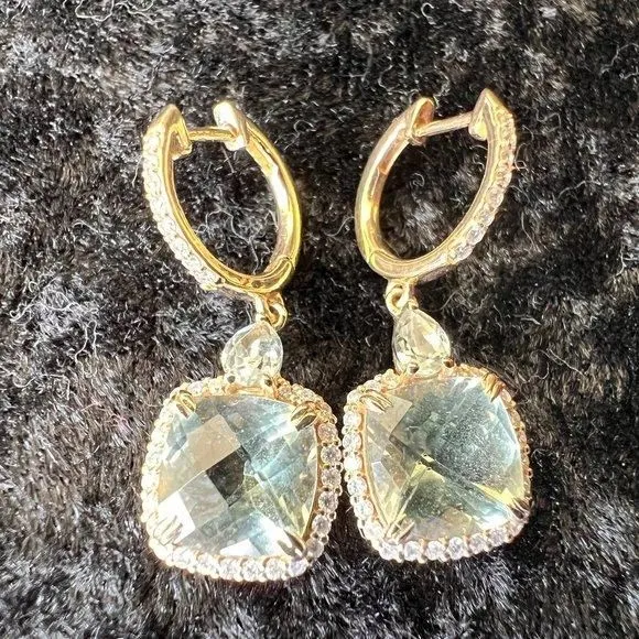Product image for Bellarri Forever Young Collection 14K Gold Aquamarine and Diamond Earrings