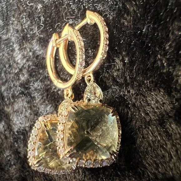 Product image for Bellarri Forever Young Collection 14K Gold Aquamarine and Diamond Earrings