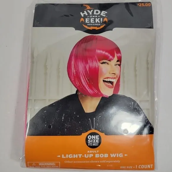Product image for Hyde And Eek Hot Pink Lighted Bob Wig