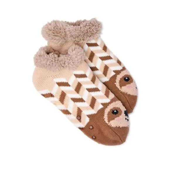 Product image for 4-10 Womens Joyspun Brown Sloth Cozy Ankle Socks