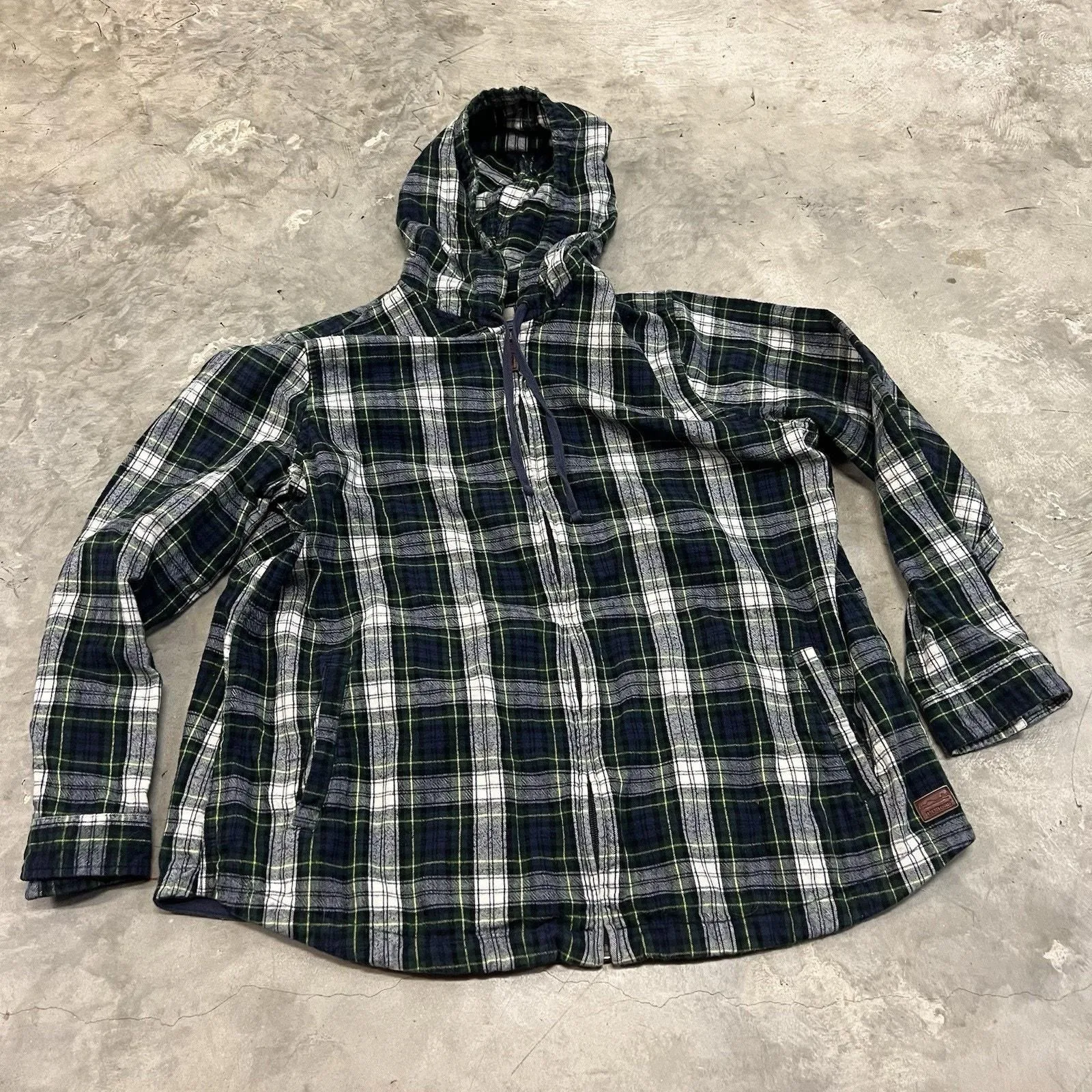 Product image for LL Bean Scotch Plaid Hoodie Flannel Womens 1X Vintage Tartan Relaxed Fit Chore - L.L. Bean