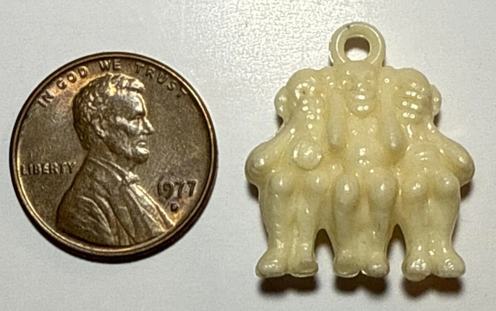 Product image for Vintage Cracker Jack Hear See Speak No Evil Monkeys Celluloid Charm 1E