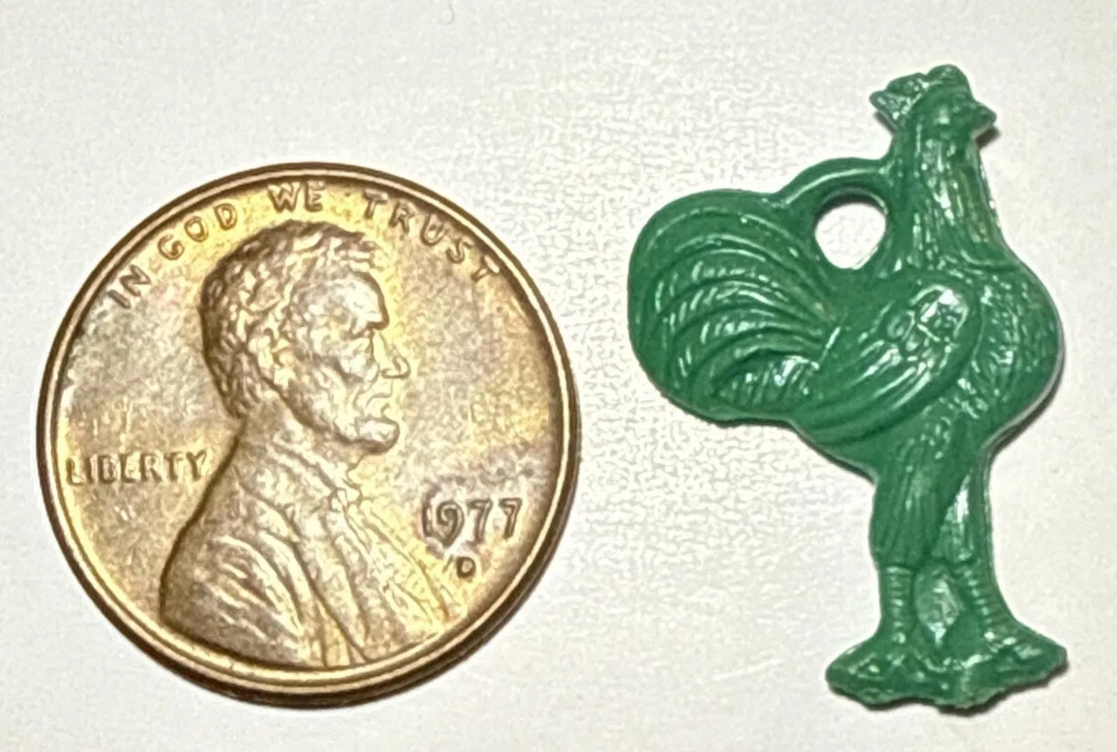 Product image for Vintage Cracker Jack Green Chicken Hen Celluloid Charm 1D
